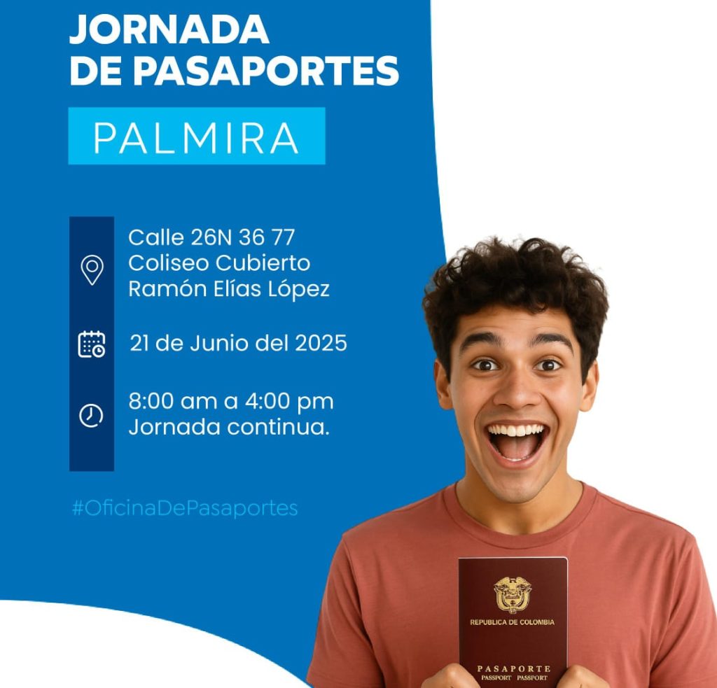 Este sábado 21 de junio llega a Palmira la jornada descentralizada de pasaportes